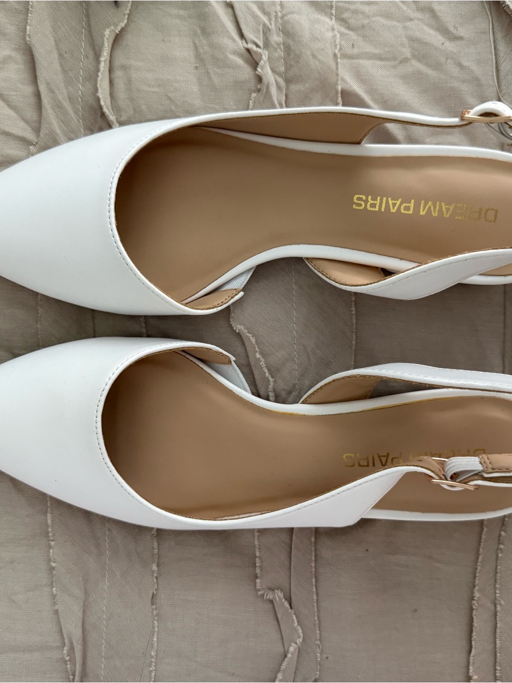 Dream Pairs White Pointed Toe Slingback Flats